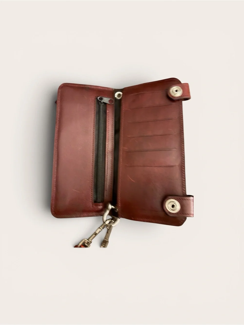 NWOT - Harley-Davidson Burgundy/Dk. Cognac Leather Biker Wallet w/Braided Strap - Picture 4 of 6
